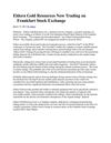 Eldora Gold Resources Now Trading on Frankfurt Stock Exchange