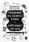Programme des activités jeunesse - vacances d'avril