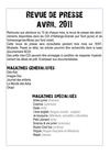 Revue de presse Avril 2011