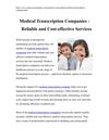 Medical Transcription Companies - Reliable and Cost-effective Services