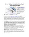 How to Find an Affordable Ohio Health Insurance Coverage?