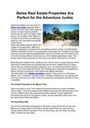 Belize Real Estate Properties Are Perfect for the Adventure Junkie