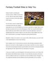 Fantasy Football Sites to Help You