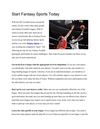 Start Fantasy Sports Today