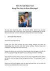 How To Add Spice And Keep The Love In Your Marriage