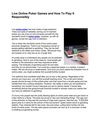 Live Online Poker Games and How To Play It Responsibly