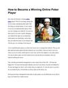 How to Become a Winning Online Poker Player