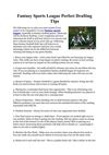 Fantasy Sports League Perfect Drafting Tips