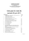 liste de la vente du 25 juin 2011