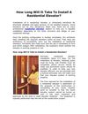 How Long Will It Take To Install A Residential Elevator?