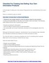 Checklist For Creating And Selling Your Own Information Products