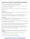 Tips And Instructions For Guest Blog Post Submission