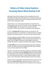History of Video Game Systems