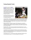 Fantasy Baseball Trends