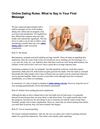 Online Dating Rules What to Say in Your First Message