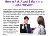 How to ask about salary in o job interview