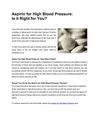 Aspirin for High Blood Pressure: Is it Right for You?
