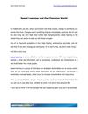 Speed learning and the changing world 