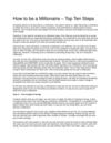 How to be a Millionaire Top Ten Steps