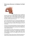 Discectomy Recovery As Solution For Back Pain