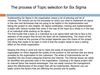  The process of Topic selection for Six Sigma