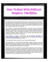 How To Deal With Difficult People In The Office