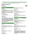 Calendrier des animations du mois de novembre 2011