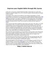 Improve your English Skills through ESL Course