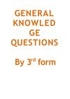 General Knowledge 3rd Form