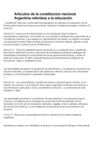 Articulos de la constitucion nacional Argentina referidos a la educación