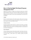 How to Find the Right Web Based Program Management Tool