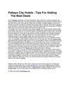 Pattaya City Hotels - Tips For Getting The Best Deals