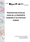 Propositions pour un code de la propriété humaine et du partage humain