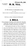 "A BILL For the admission of the States of Nova Scotia, New Brunswick, Canada East, and Canada West, and for the...