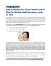 Cash in Hand Loans- Access Instant Cash in Hand for Meeting Small Emergency Needs on Time