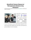 Beneficial Human Resource Management Outsourcing Solutions