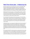 Work From Home Jobs - A Balancing Act