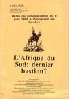 Colloque Afrique du sud 1986