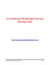 Can I Really Save My Marriage? Save Your Marriage Today