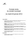24 janvier 2012: compte-rendu du conseil municipal