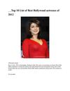 Top 10 List of Best Bollywood actresses of 2012