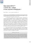 Que sera 2012 ? L’année des « pièges et des surprises stratégiques »