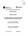La comprensión de la lectura de textos en los alumnos de telesecundaria