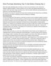 Short Purchase Advertising Tips To Get Sellers Chasing Hey U