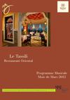 Le programme du mois de Mars au Tassili restaurant Oriental