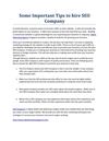 Some Important Tips to hire SEO Company