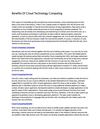 Benefits Of Cloud Technology Computing