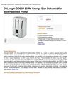 Delonghi DD50P 50 Pt Energy Star Dehumidifier With Patented Pump