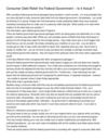 Consumer Debt Relief Via Federal Government -- Is It Actual _