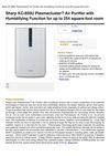 Sharp KC-850U Plasmacluster Air Purifier With Humidifying Function For Up To 254 Square-Foot Room